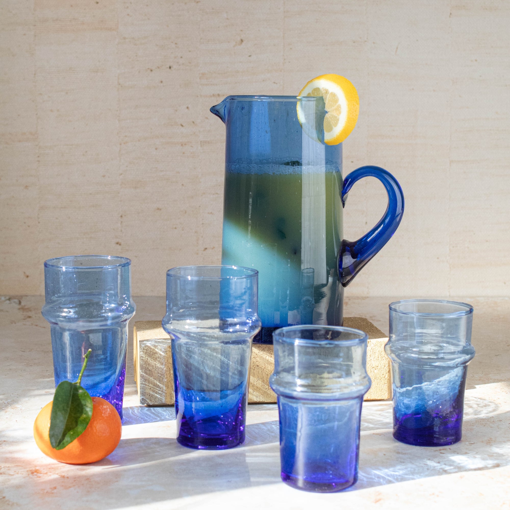 Handmade Beldi Tea Glasses Set - Blue
