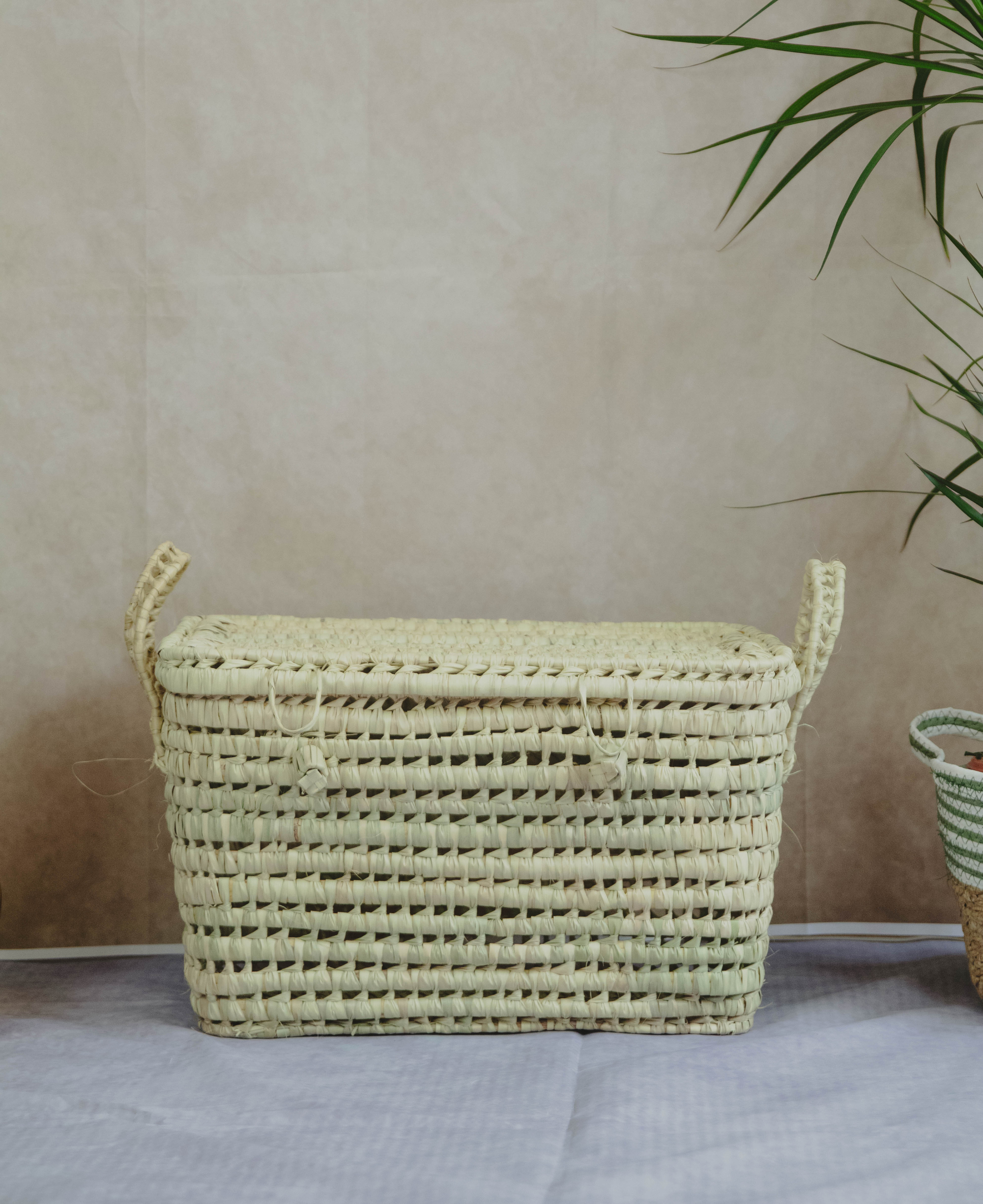 Wicker Storage Trunk Baskets - Palm Leaf Storage Chests - Handmade Basket Storage 50cm