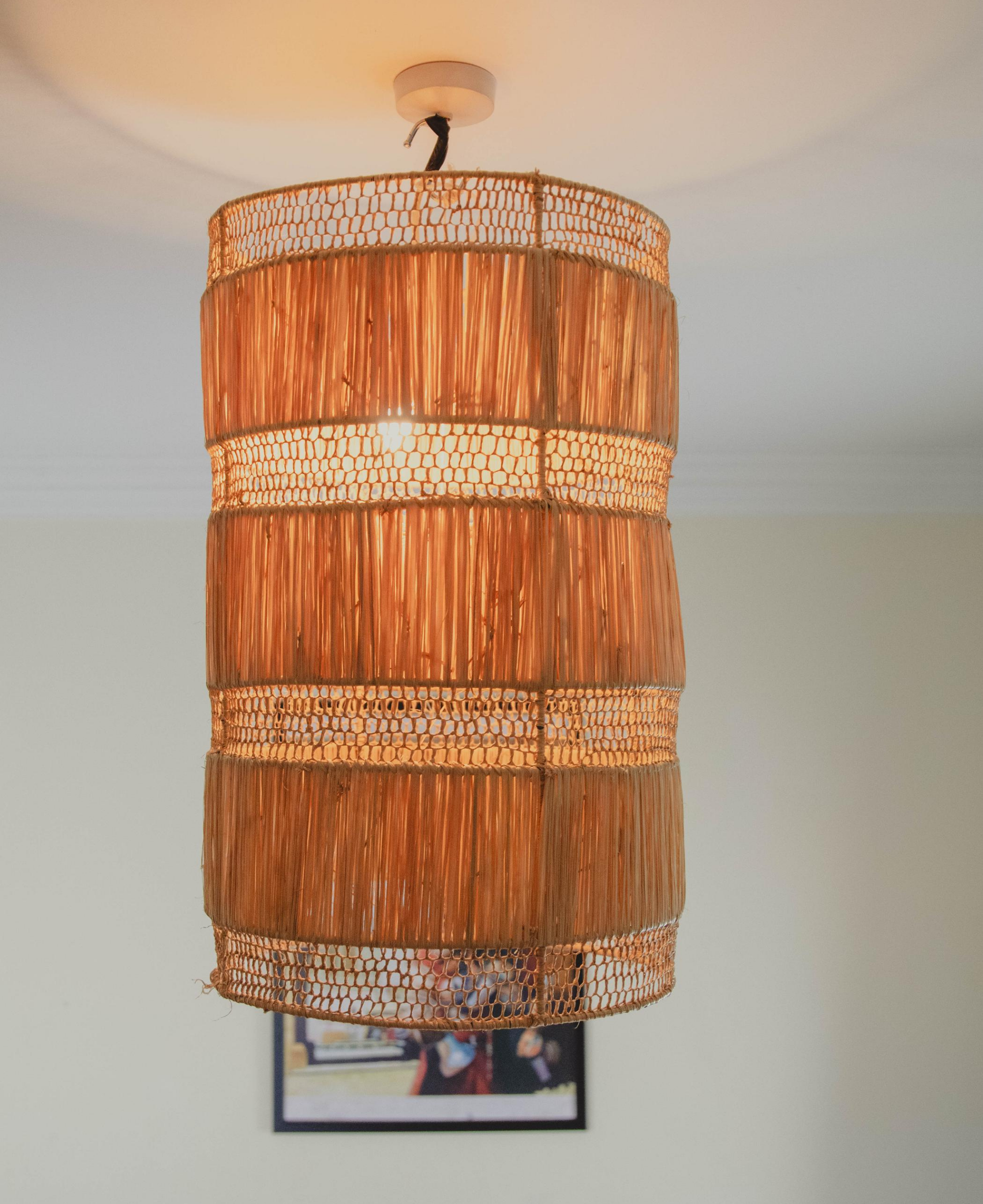 Raffia Bell Pendant Light - Boho-Chic Ceiling Pendant Light - Handmade Lamp Ceiling - Chandelier Lighting - Lampshade - Ceiling Lighting