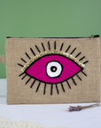 Hand-Embroidered Moroccan Eye Purse