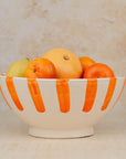 Handmade Moroccan Ceramic Bowl - Orange Stripes