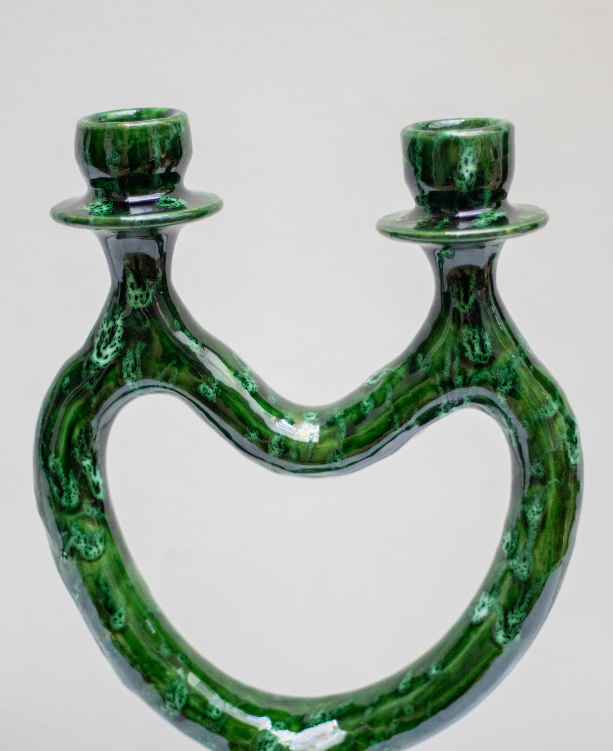 Handmade Green Ceramic Glazed Candlestick