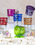 Moroccan Tea Glasses Multi-Coloured with Silver Pattern Set of 6