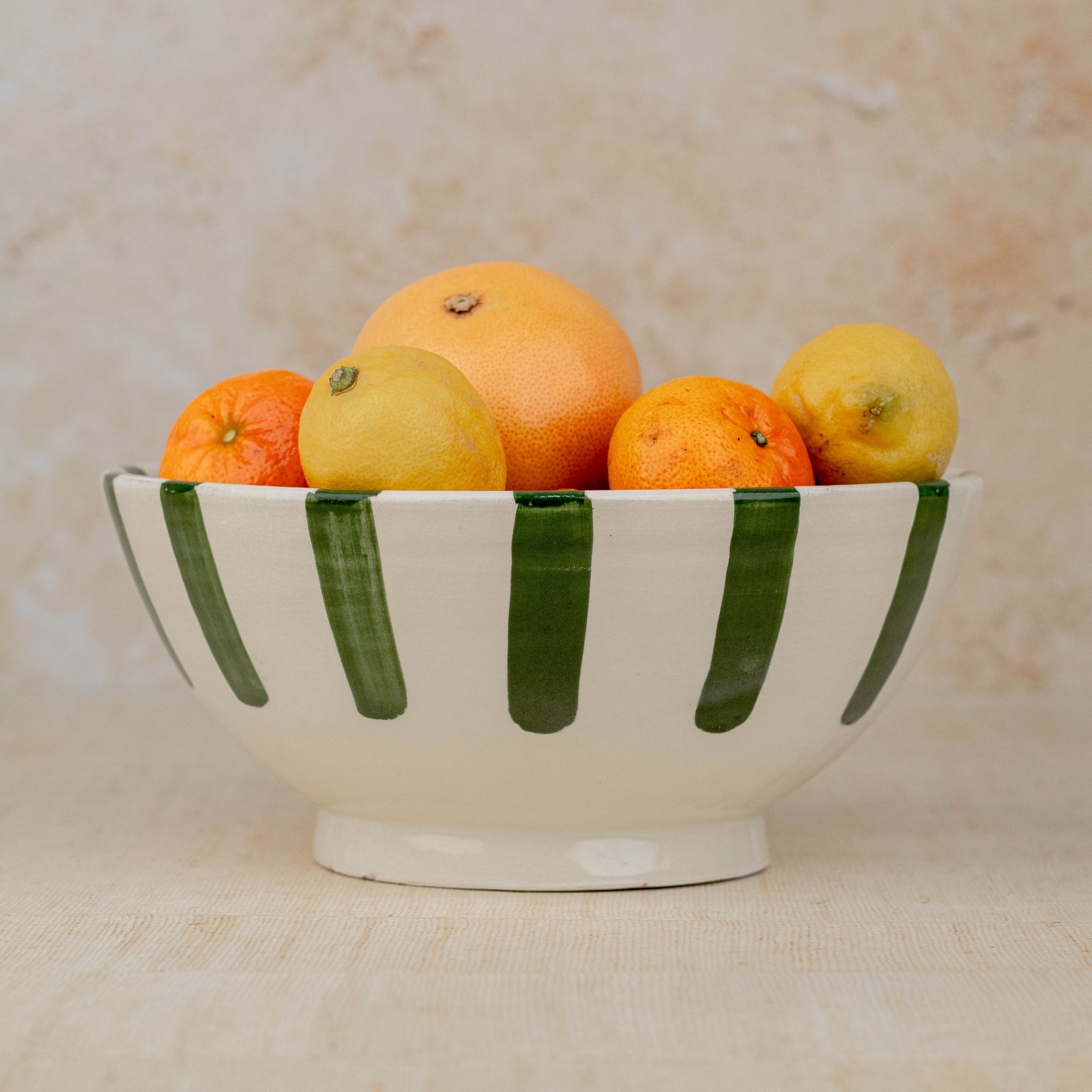 Handmade Moroccan Ceramic Bowl - Green Stripes