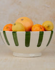 Handmade Moroccan Ceramic Bowl - Green Stripes