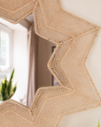 Moroccan Handcrafted Wall Mirror: Star Shaped - Natural Raffia