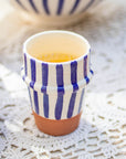 Handmade Striped Ceramic Tumbler - Blue