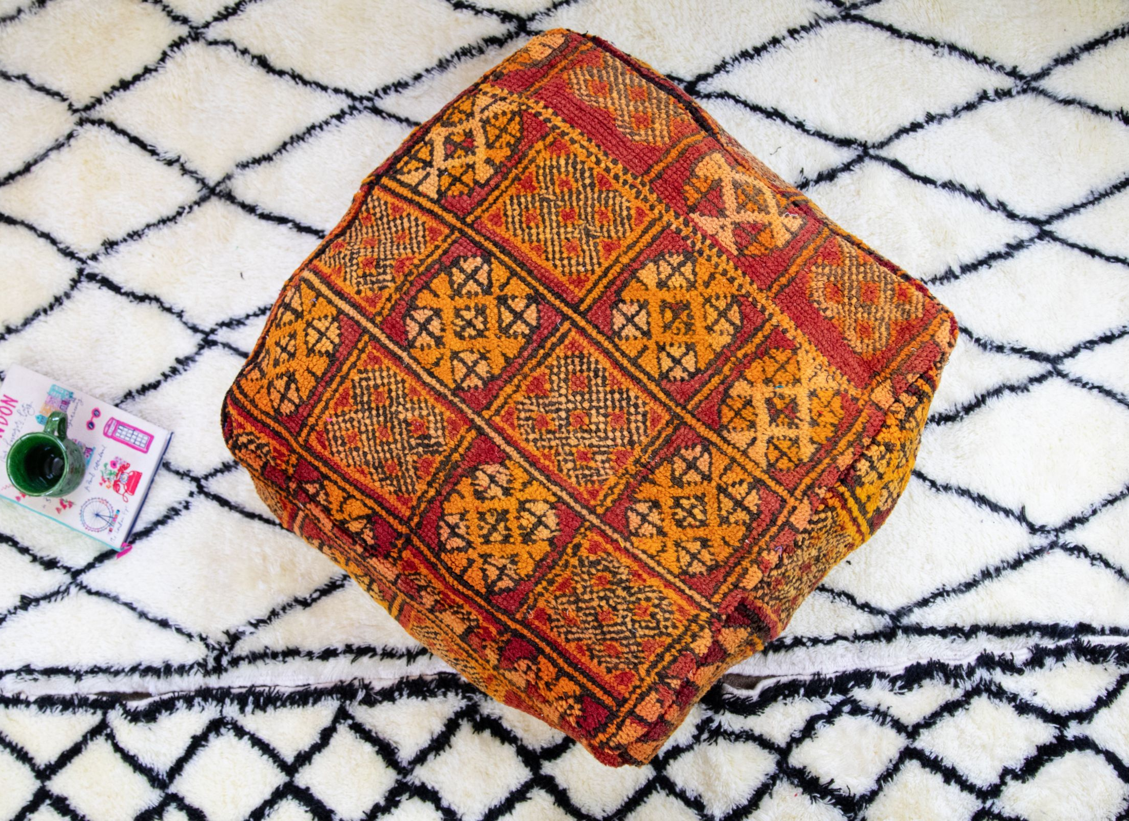 Handmade Moroccan Floor Cushions, Ottomans, and Poufs for Unique Home Décor (Fatima)