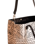 Large Leather Soft Leather Tote Bag African Print Handbag