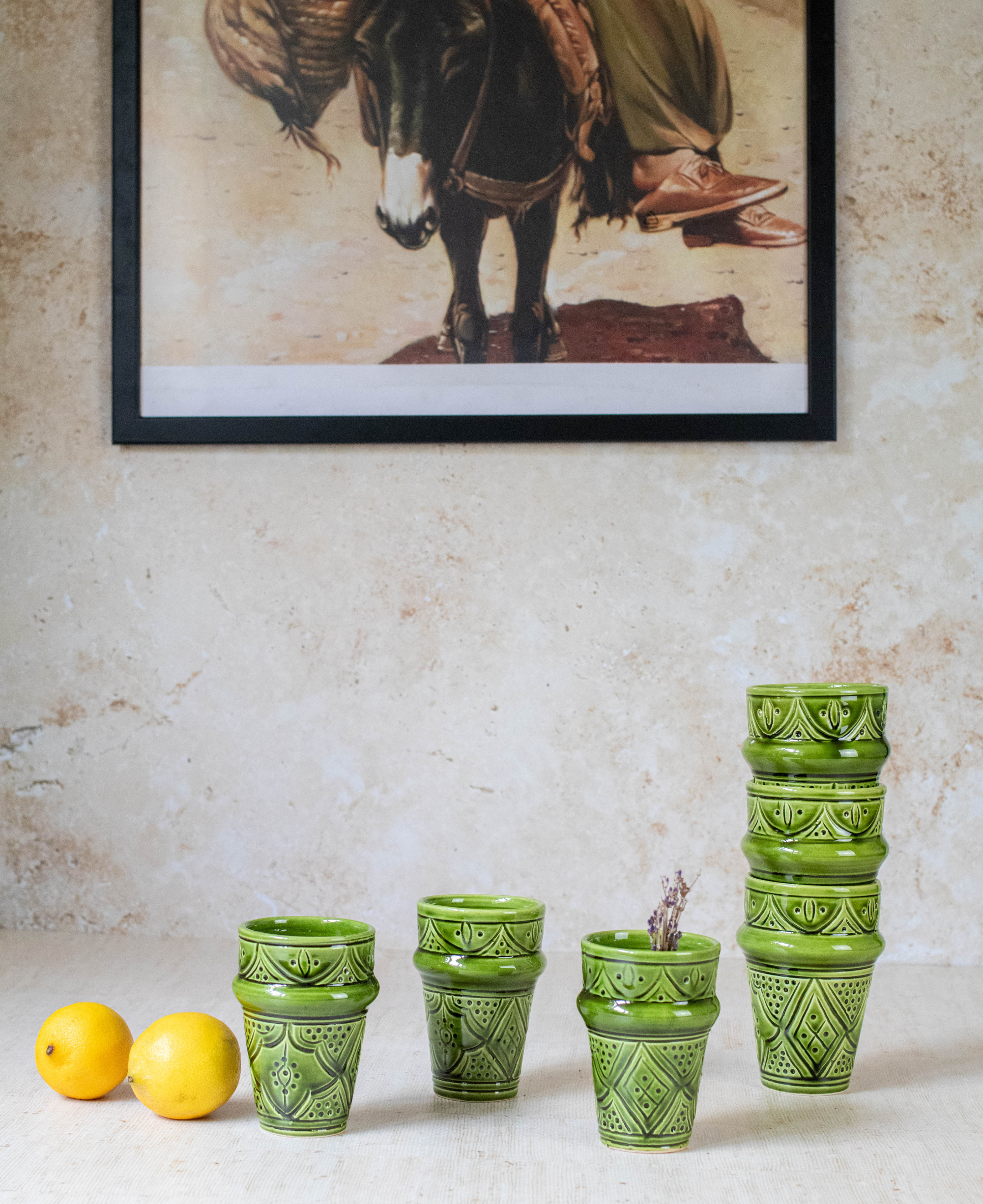 Tazekka Green Moroccan Ceramic Tumbler
