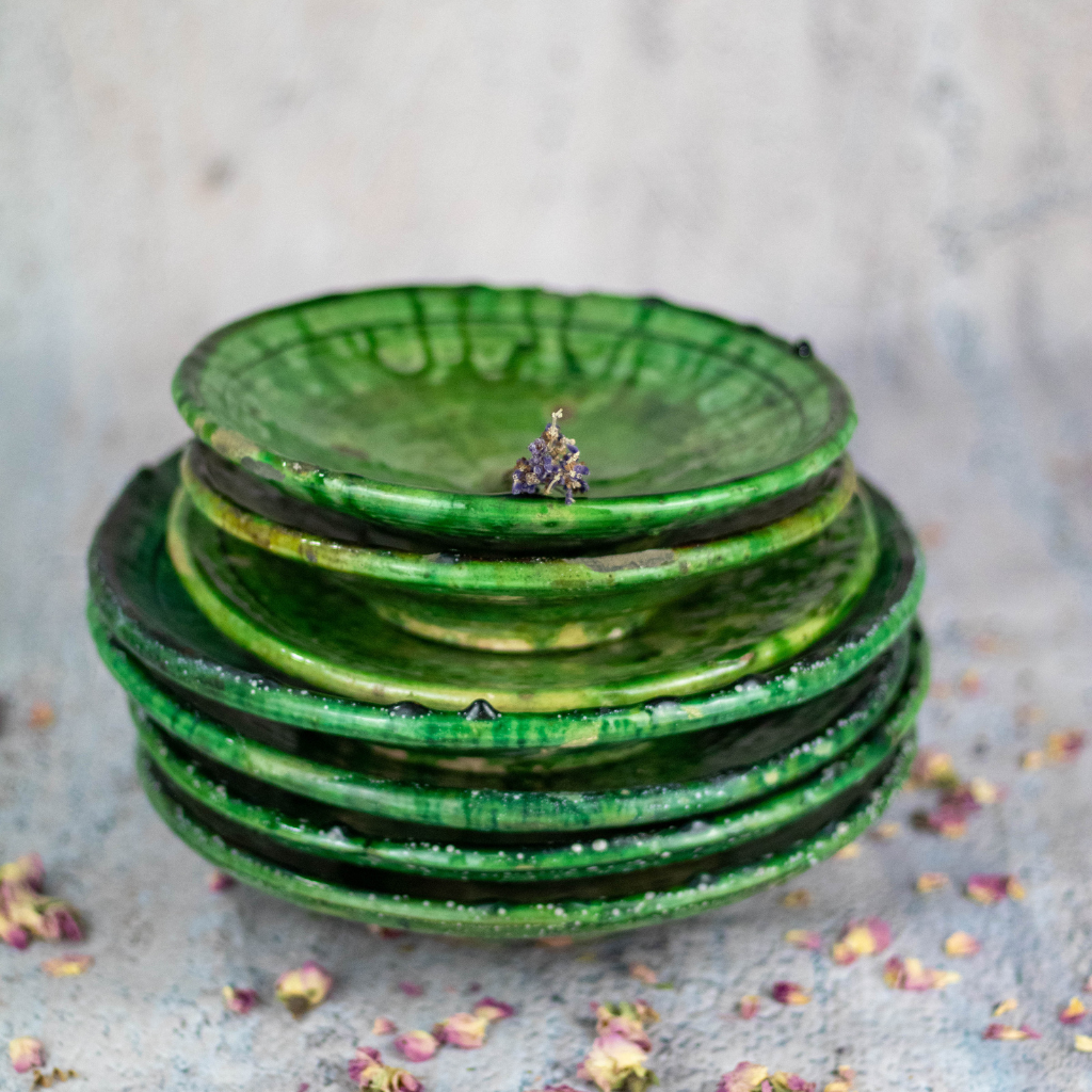 Moroccan Vintage Tamegroute Green Dinnerware Plates