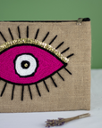 Hand-Embroidered Moroccan Eye Purse