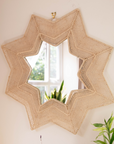 Moroccan Handcrafted Wall Mirror: Star Shaped - Natural Raffia