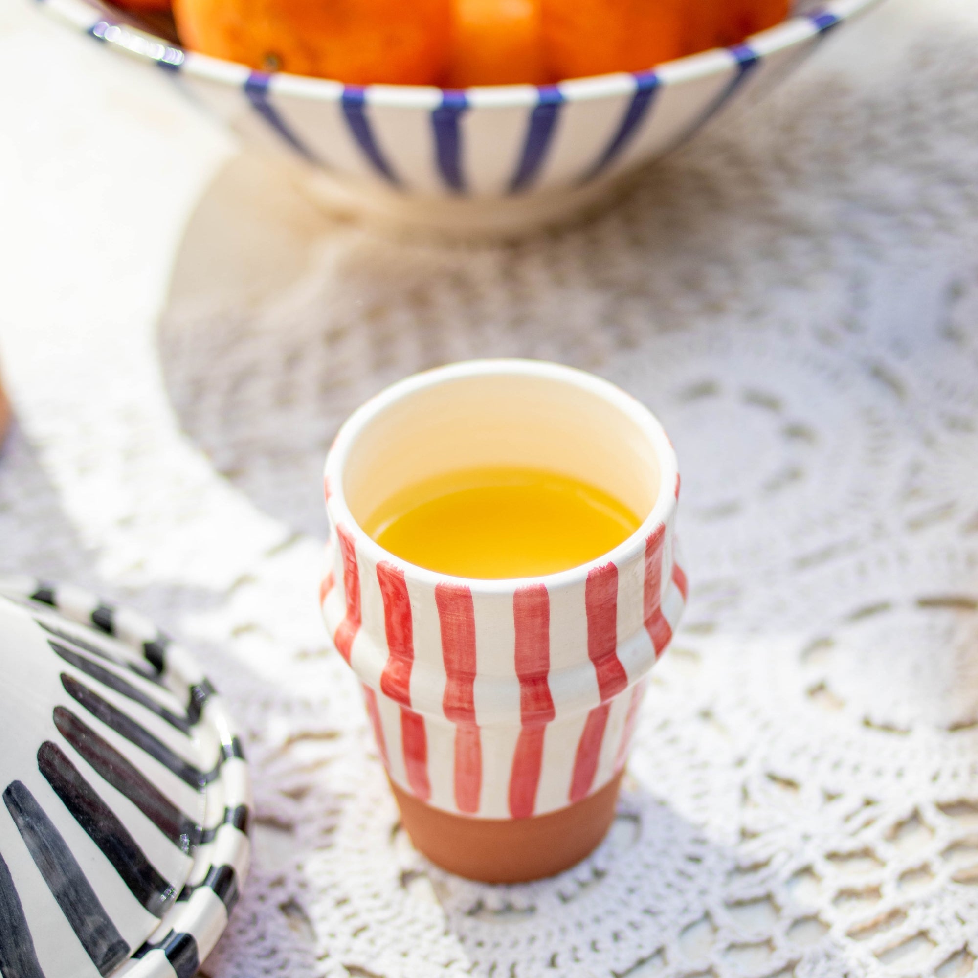 Handmade Striped Ceramic Tumbler - Red