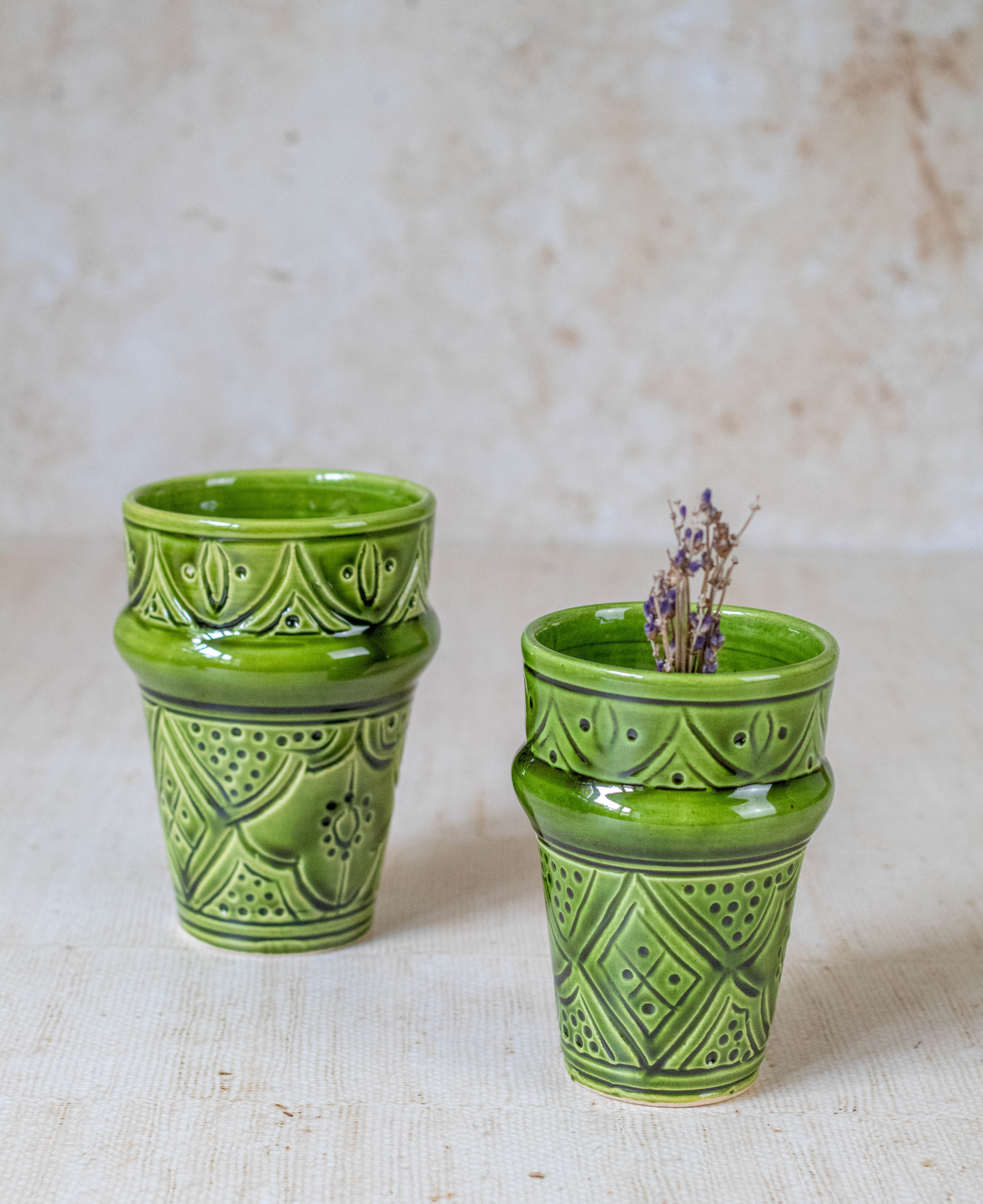 Tazekka Green Moroccan Ceramic Tumbler