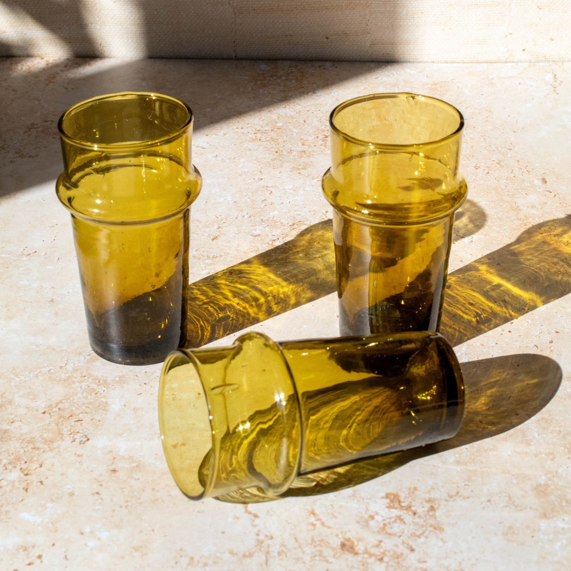 Handmade Beldi Tea Glasses Set - Amber
