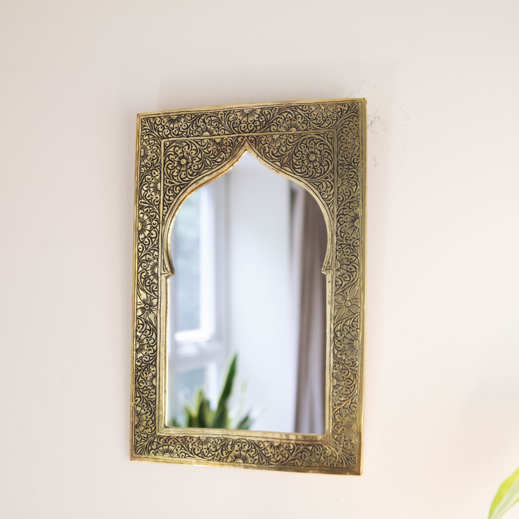 Luxe Moroccan Handcrafted Brass Mirror