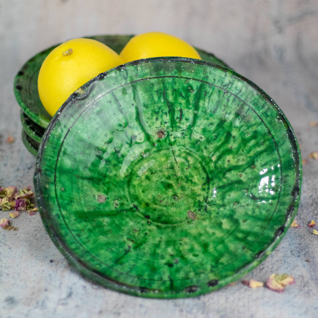 Moroccan Vintage Tamegroute Green Dinnerware Plates