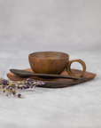 3 Piece Handcrafted Thuya Wood Coffee Sacuset Set - Handcrafted Wood Espresso Cup Rustic Coffee Lover Gift Idea