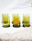 Set of 6 Recycled Moroccan Tumbler Highball Beldi Glass Amber