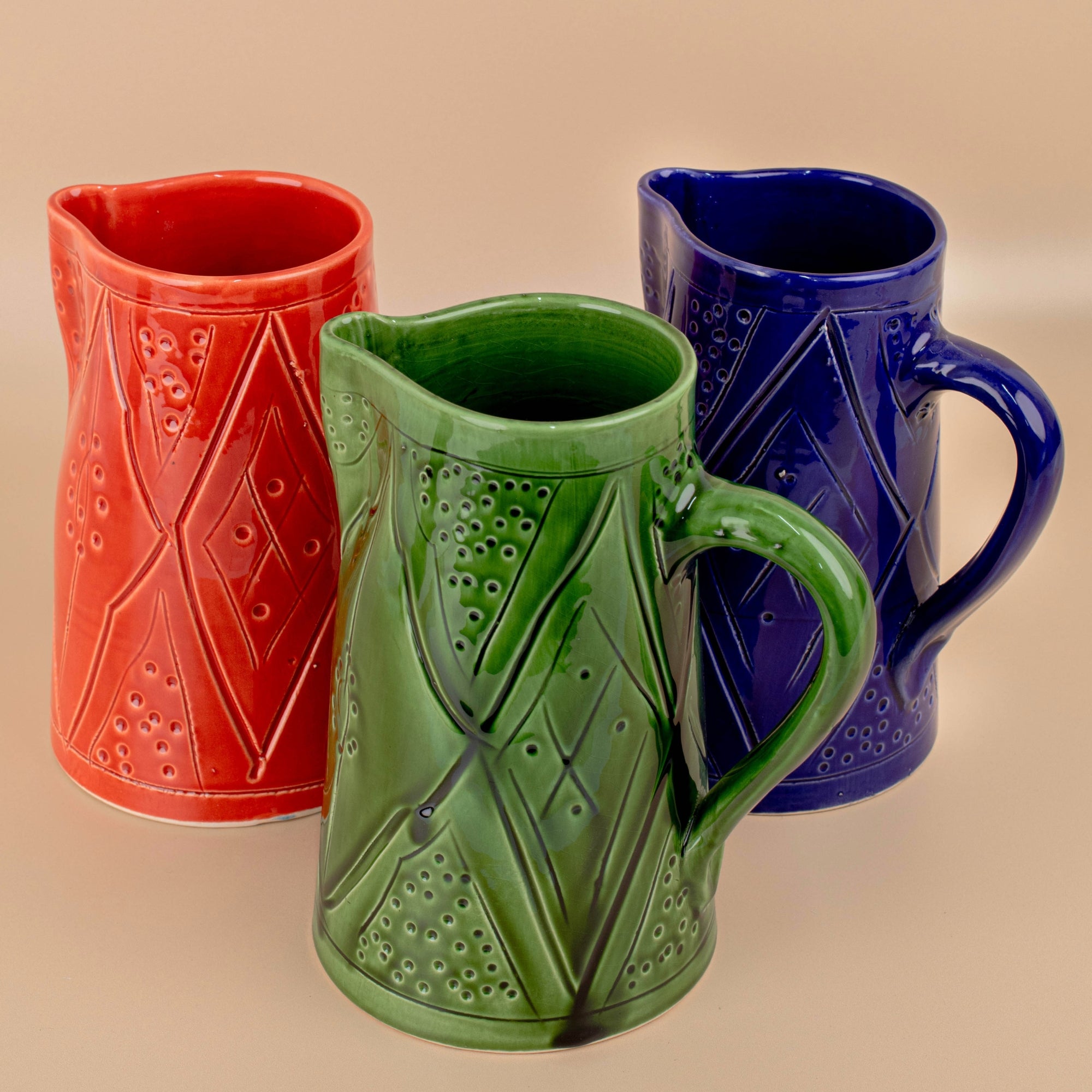 Handmade Moroccan Carved Pitcher - 