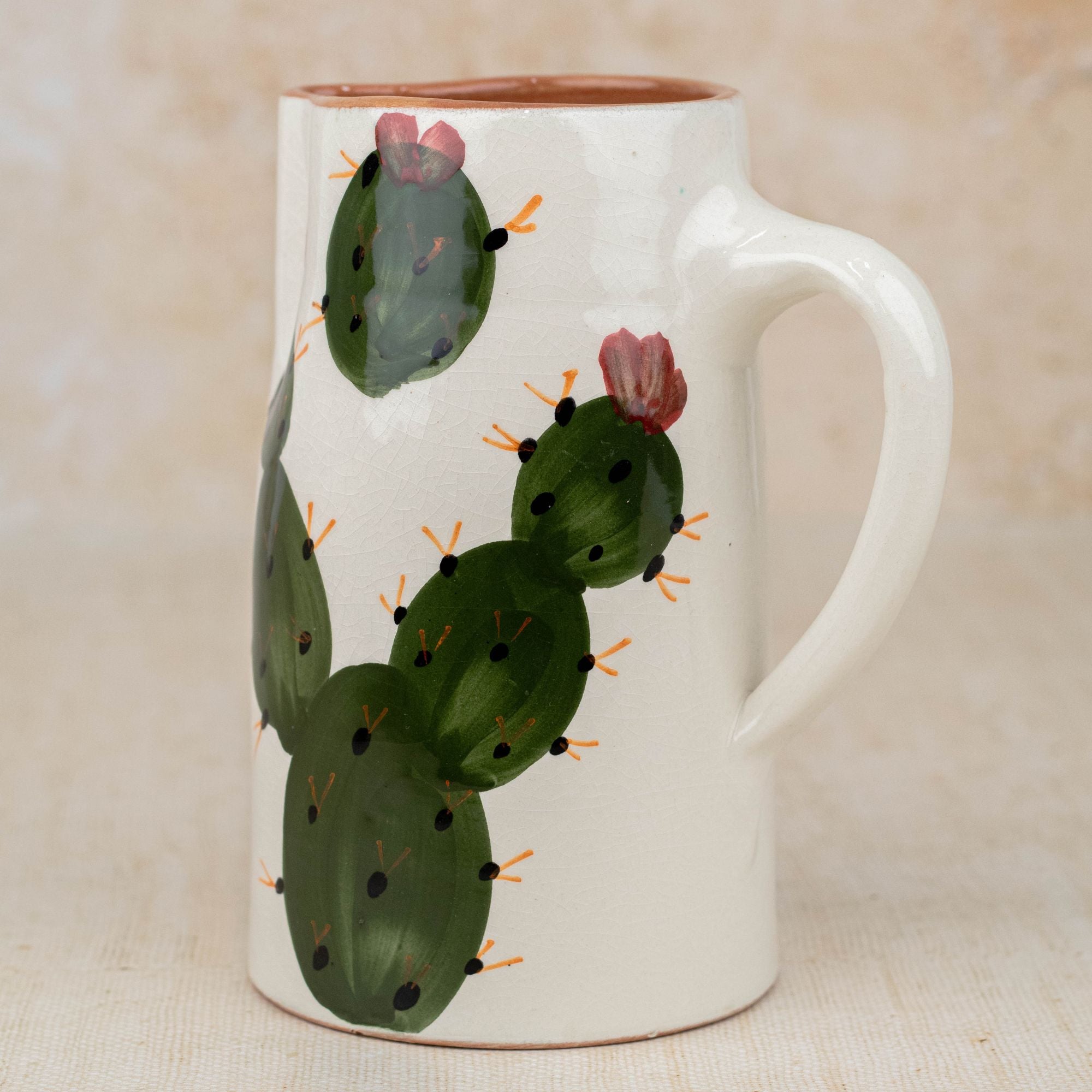 Moroccan Handmade Cactus Ceramic Pitcher
