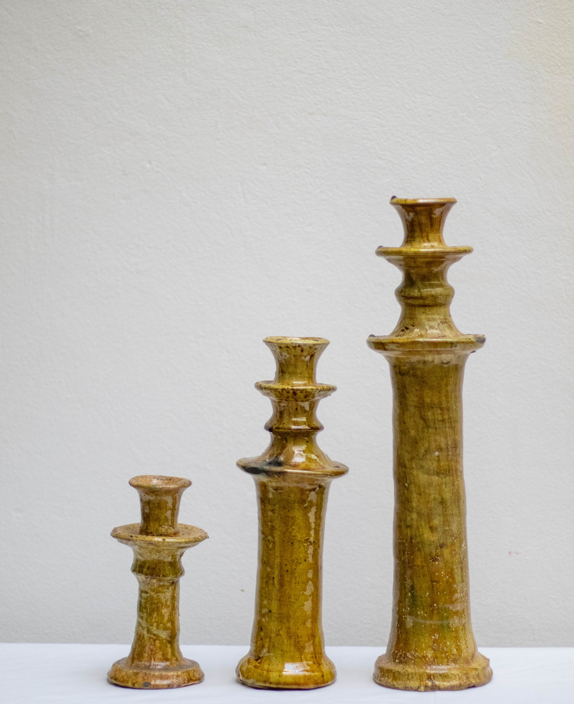 Moroccan Tamegroute Ochre Candlestick Holder