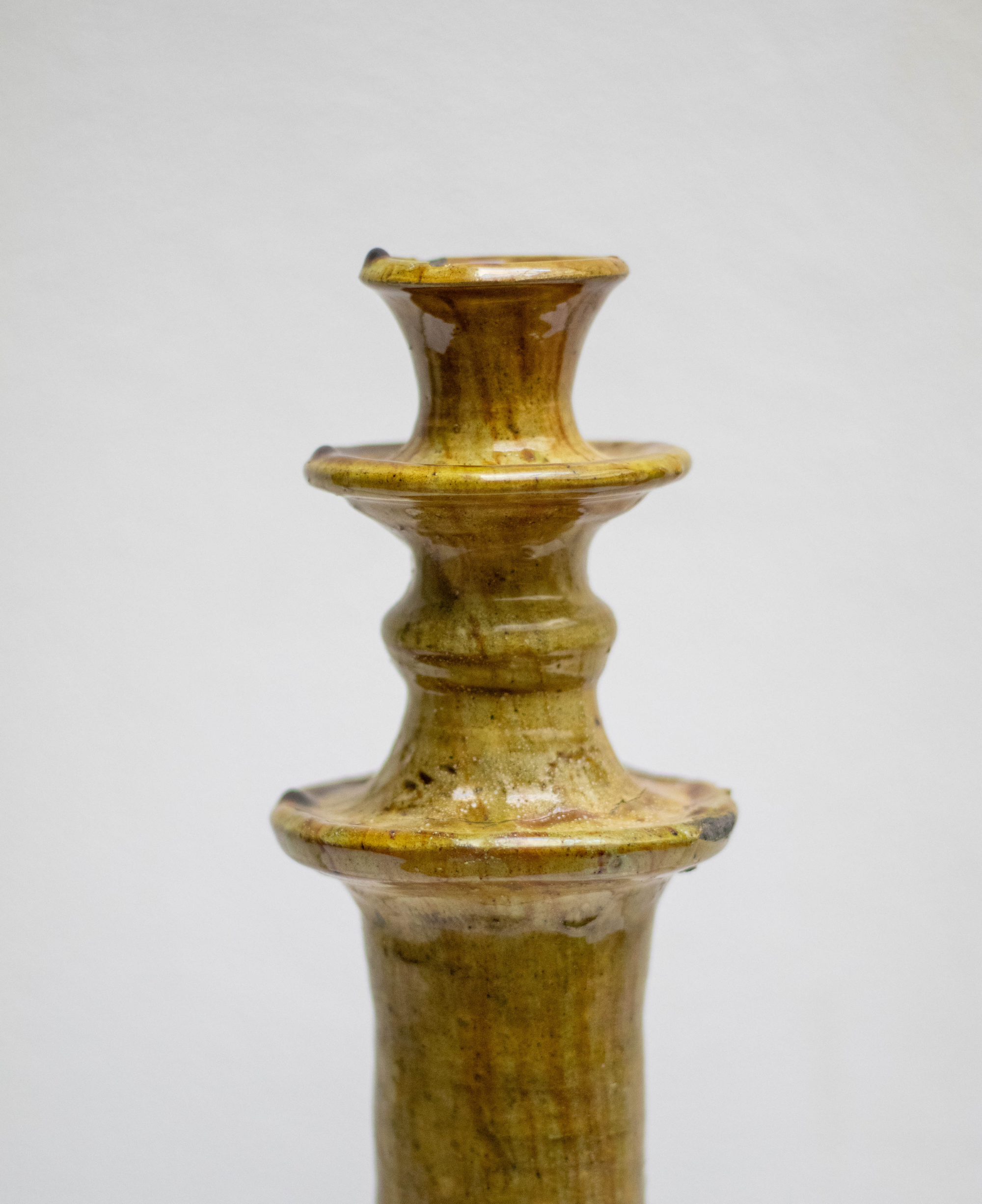 Moroccan Tamegroute Ochre Candlestick Holder