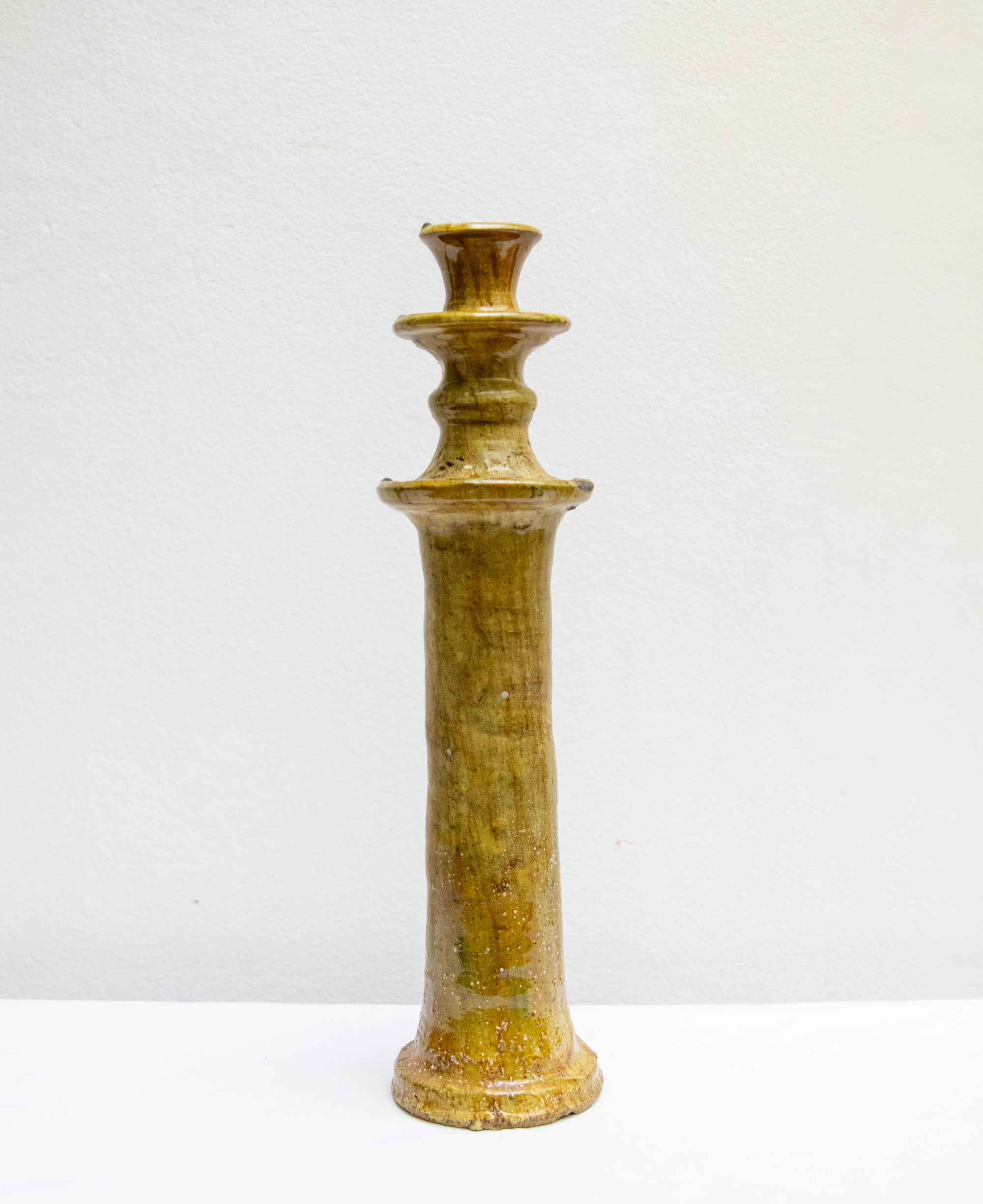 Moroccan Tamegroute Ochre Candlestick Holder
