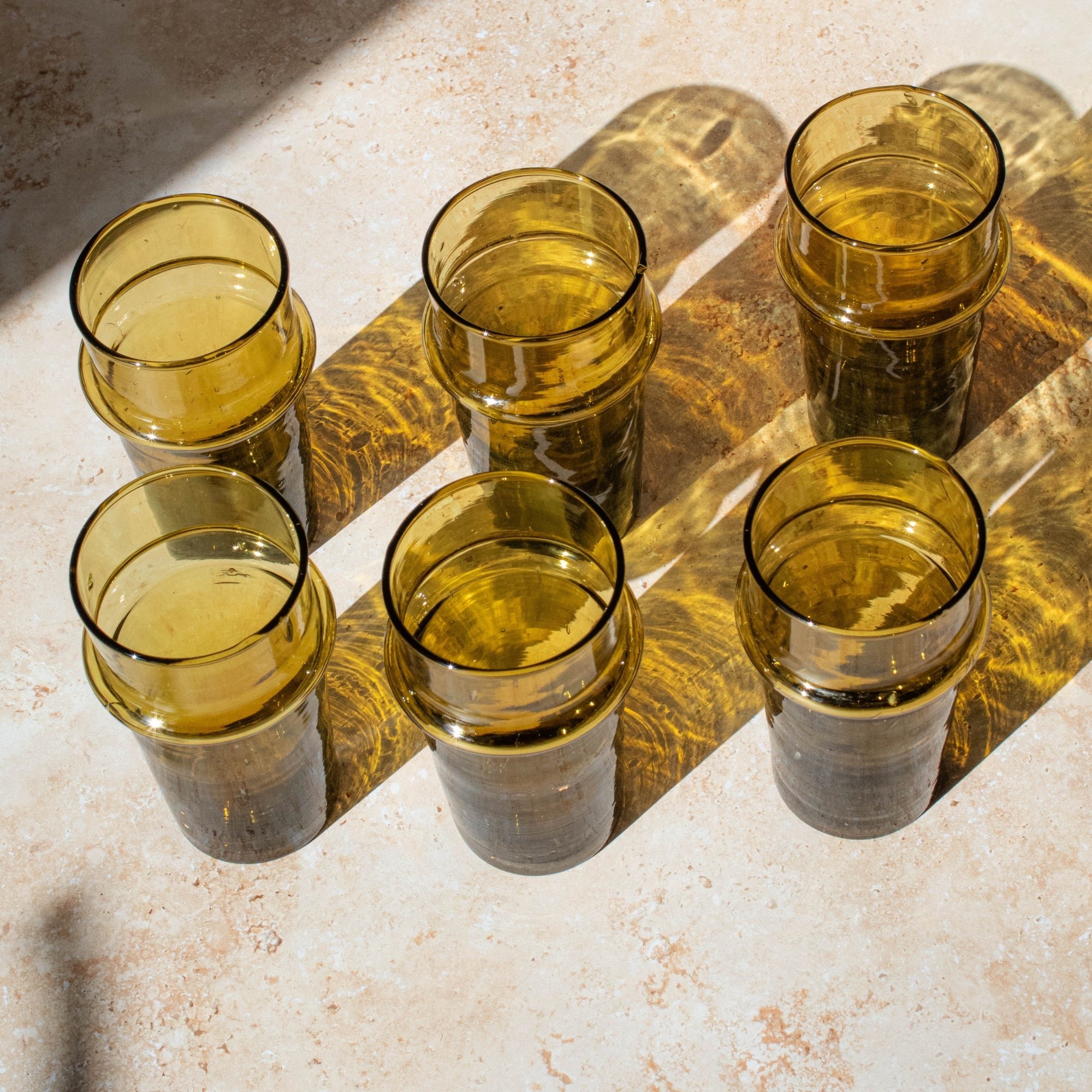 Handmade Beldi Tea Glasses Set - Amber