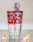 Moroccan Tea Glasses Multi-Coloured with Silver Pattern Set of 6