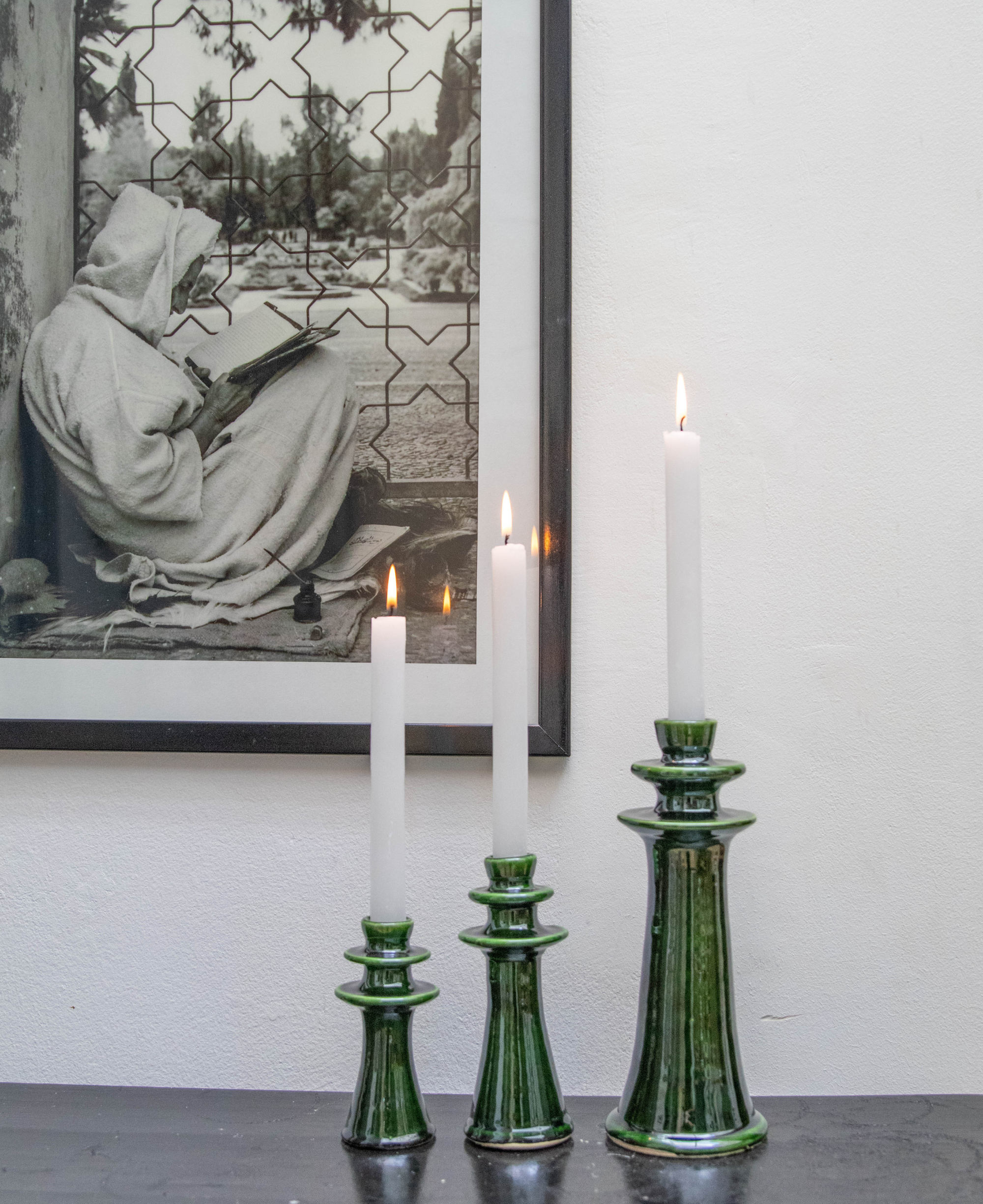 Moroccan Candle Holders - Green 3 Sizes 