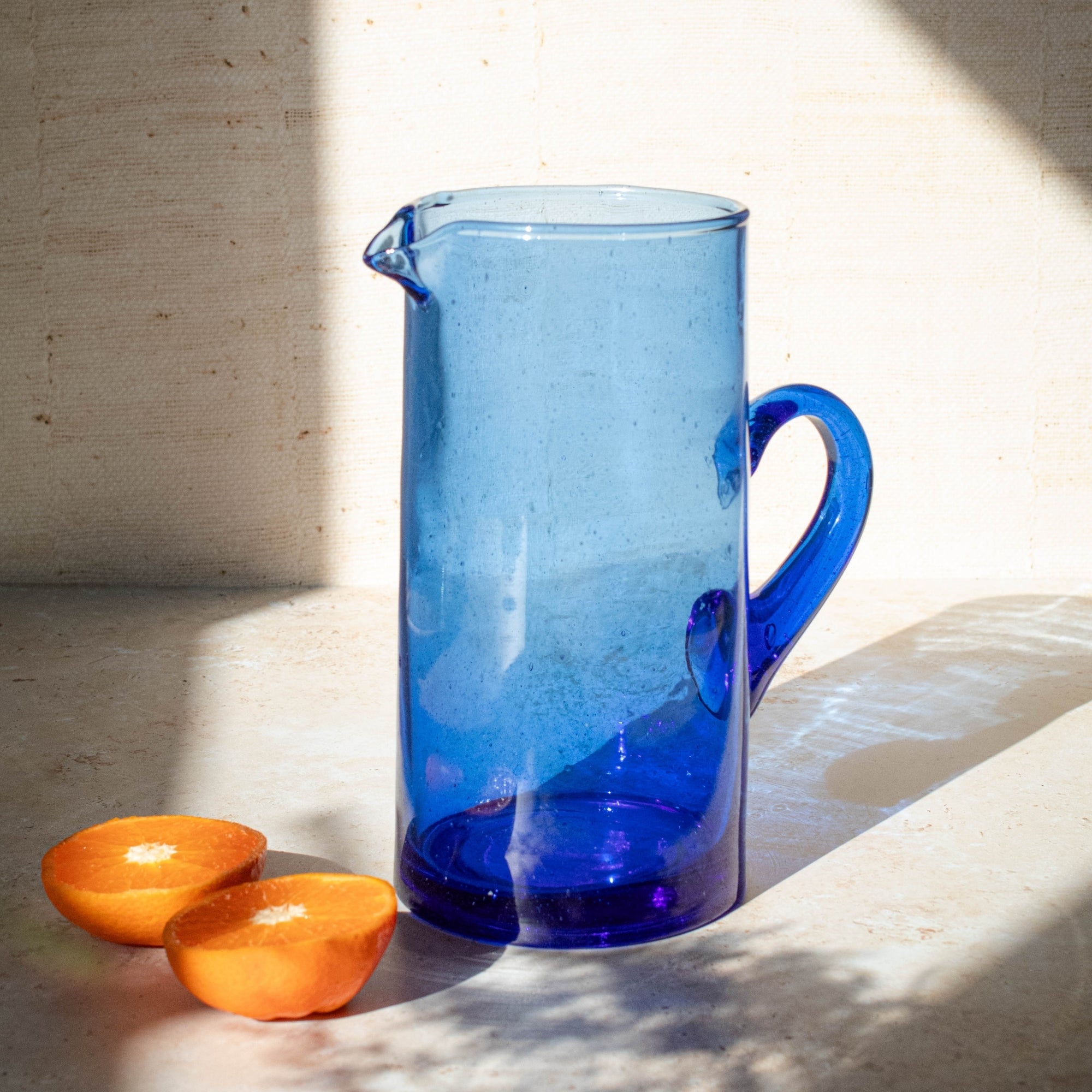 Handmade Beldi Glass Jug - blue