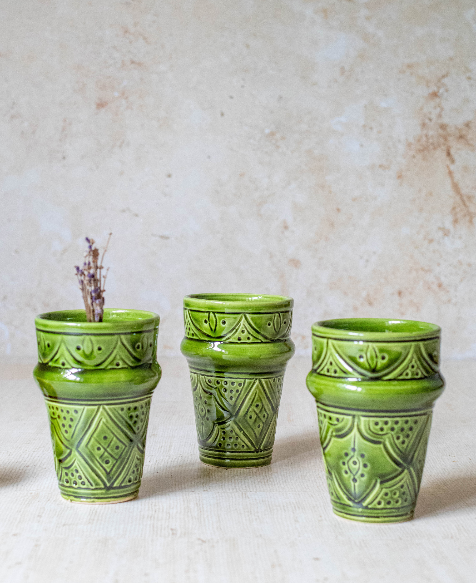 Tazekka Green Moroccan Ceramic Tumbler
