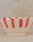 Handmade Moroccan Ceramic Bowl - Red Stripes