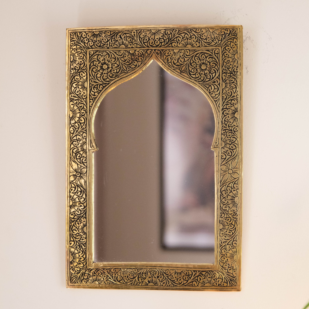 Luxe Moroccan Handcrafted Brass Mirror