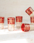 Moroccan Tea Glasses – Ruby Red & Gold Set of 6