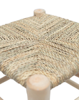 Rustic Moroccan Laurel Wood Stool: Woven Wicker Seating