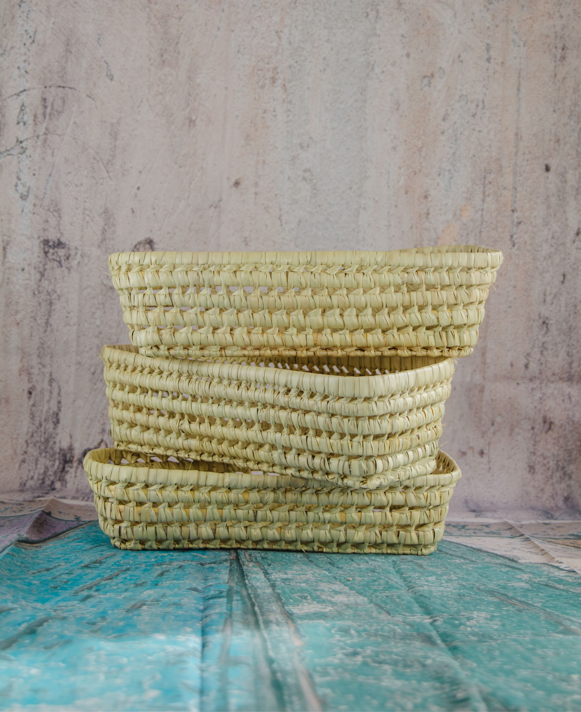 Handmade Rattan Woven Trays Baskets Wicker - Palm Leaf Baskets