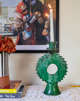 Vintage Tamegroute Shaded Green Candlestick Holder