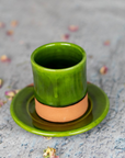 Tamegroute Pottery Espresso Set - Small Ceramic Espresso Coffee Cup and Saucer