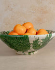 Handmade Tamegroute Bowl - Green (Half-Glazed Splatter)
