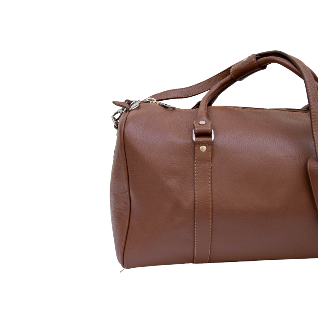 Moroccan Leather Weekend Bag with Shoe Pocket