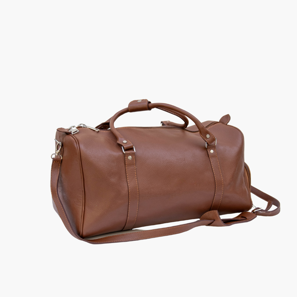 Moroccan Leather Weekend Bag with Shoe Pocket