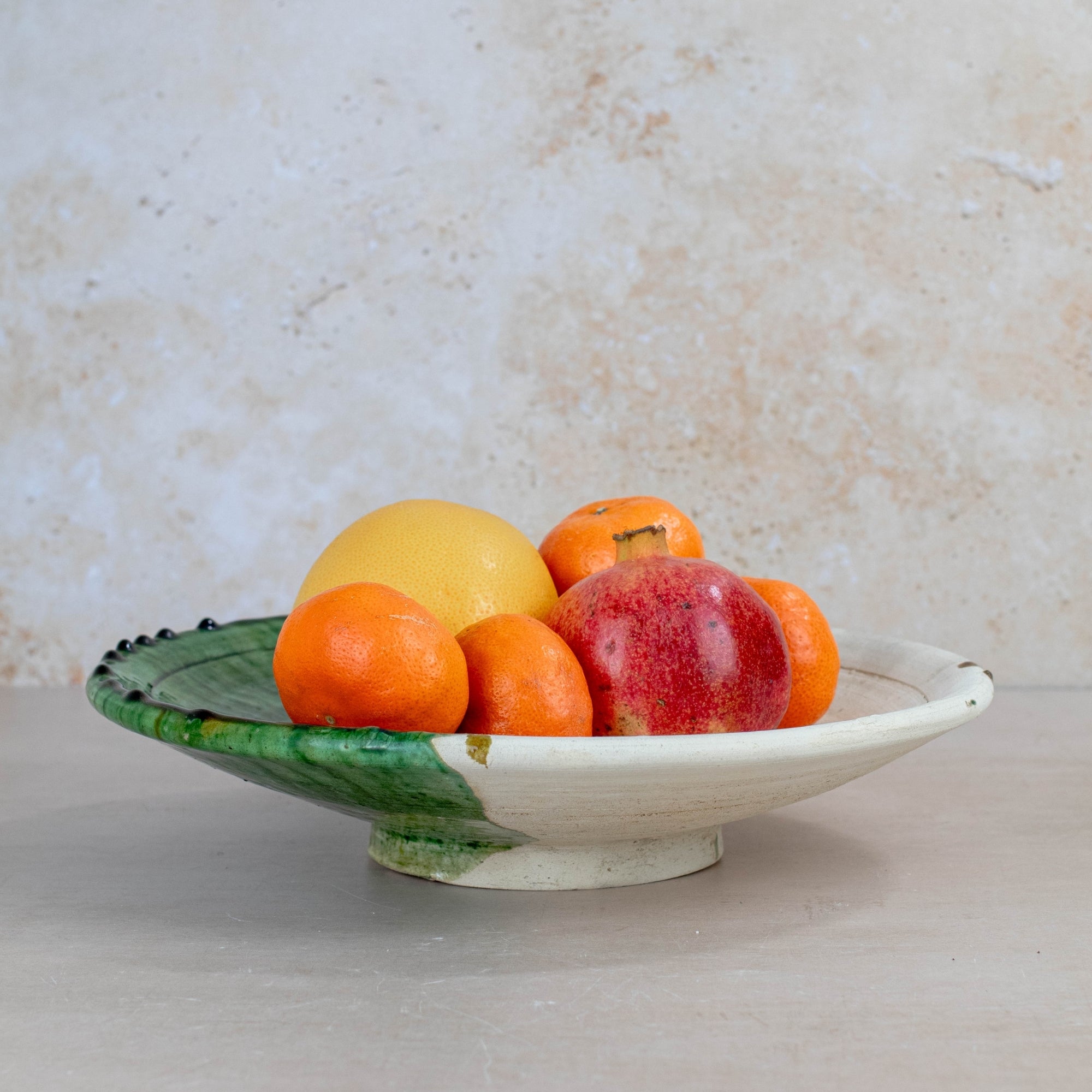 Handmade Tamegroute Half-Glazed Plate - Green