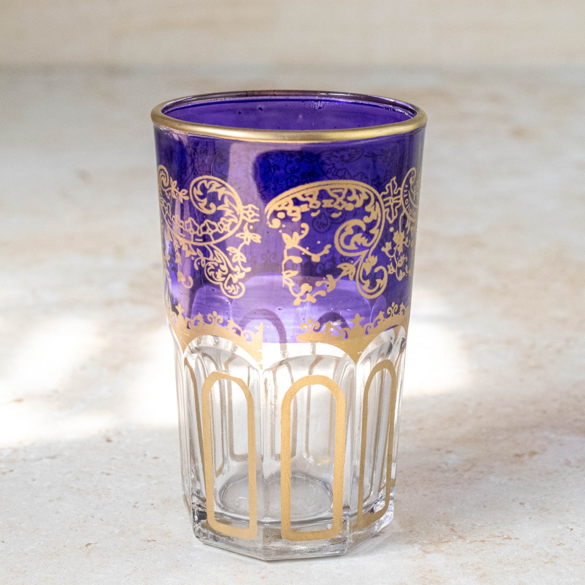 Moroccan Tea Glasses – Violet Purple & Gold Set of 6