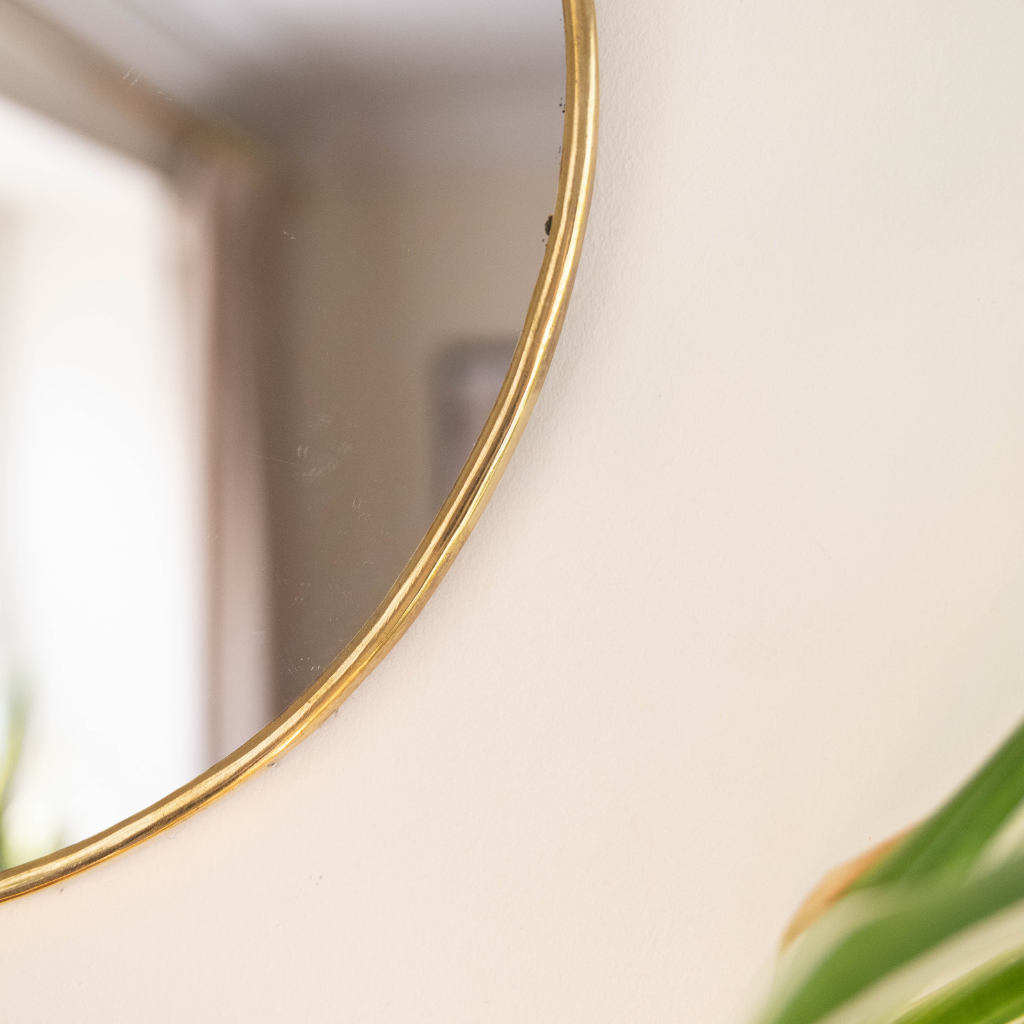 Moroccan Handcrafted Brass Mirror: Round