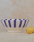 Handmade Moroccan Ceramic Bowl - Blue Stripes