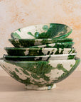 Handmade Tamegroute Bowl - Green (Half-Glazed Splatter)
