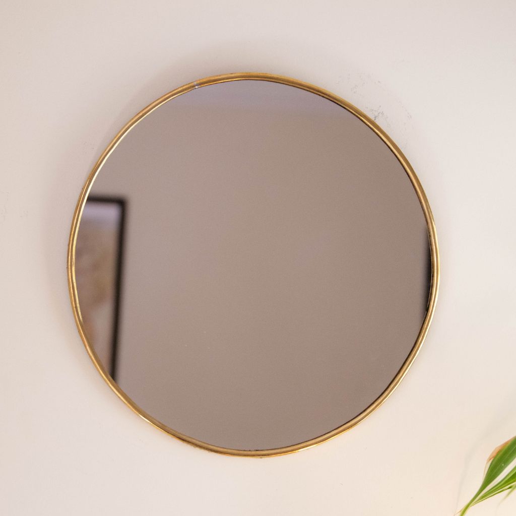 Moroccan Handcrafted Brass Mirror: Round